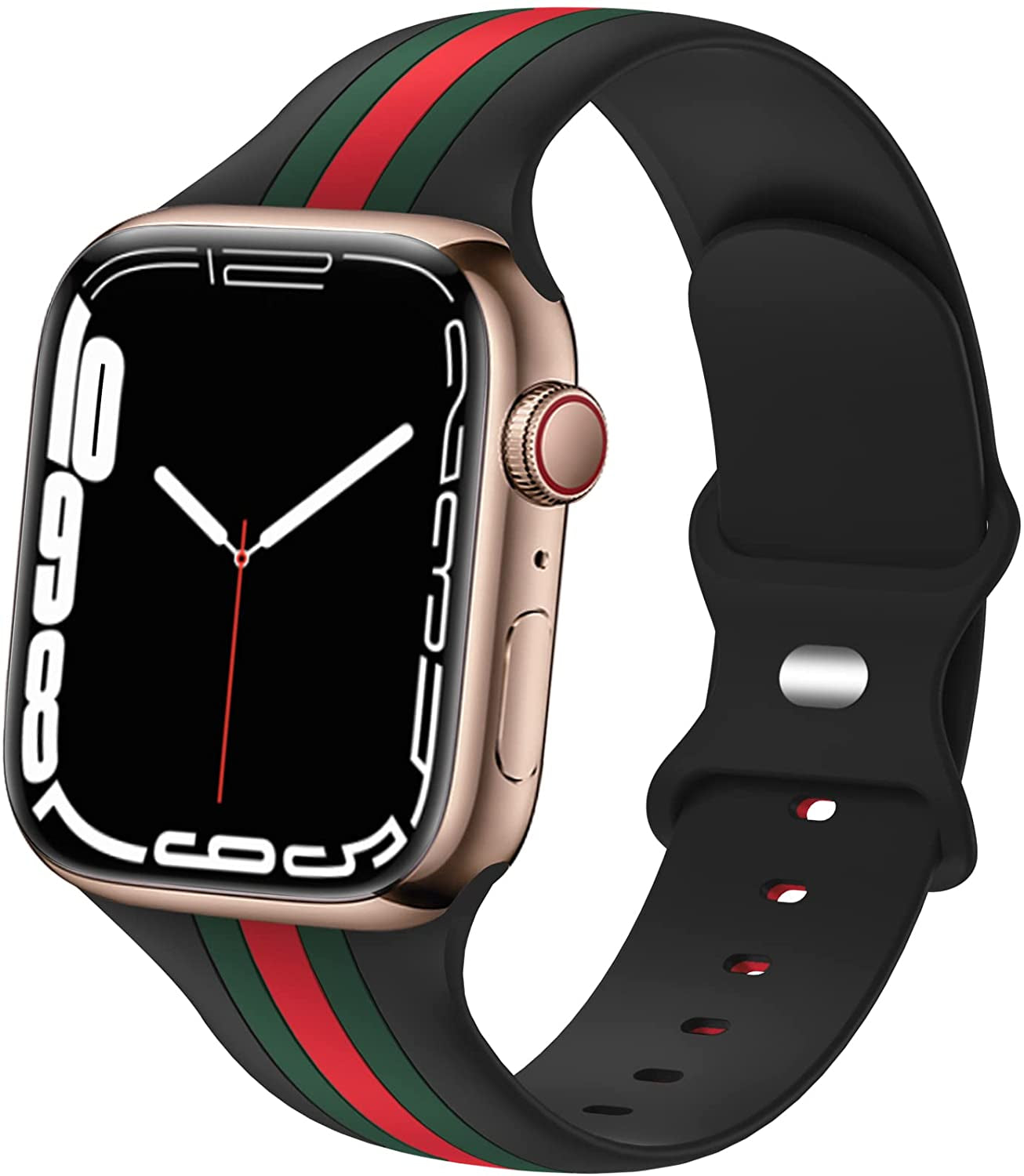 Designer Sport Bands Compatible with Apple Watch Band 42Mm 44Mm 45Mm 49Mm Series 8 Ultra 7 6 5 4 3 2 1 SE Women Men, Breathable Soft Silicone Strap Replacement Band for Iwatch Bands  Plesechde   