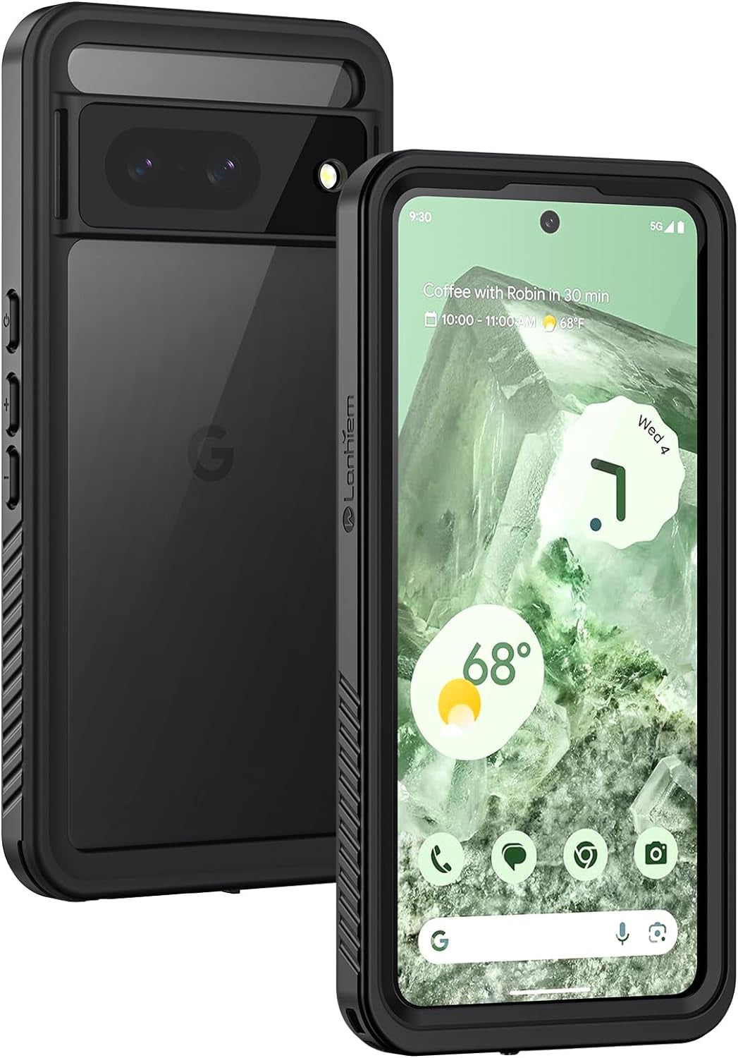 Lanhiem Pixel 8 Pro Case, IP68 Waterproof Dustproof Case with Built-In Screen Protector, Rugged Full Body Shockproof Protective Clear Cover for Google Pixel 8 Pro, Black  Lanhiem Black For Pixel 8 