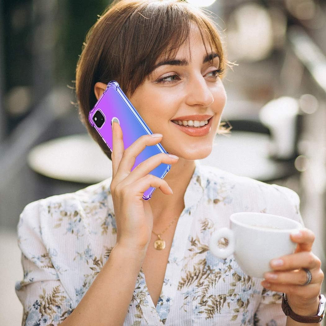 Ueokeird Google Pixel 4A Case (2020) [NOT Fit Pixel 4A 5G], Clear Cute Gradient Phone Case Slim anti Scratch Flexible TPU Cover Shockproof Protective Case for Google Pixel 4A (Purple/Blue)  Ueokeird   