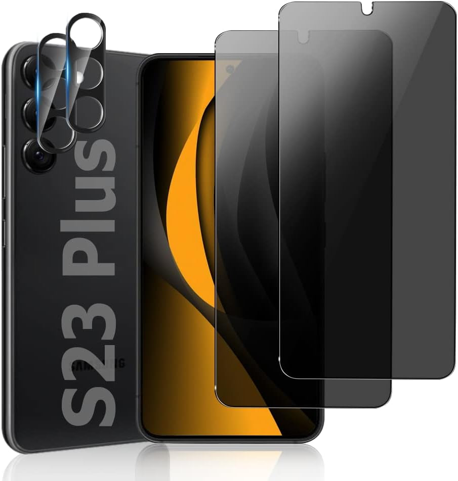 [2+2 Pack] Galaxy Note 20 Ultra 6.9 Inch Privacy Screen Protector with Camera Lens Protector, Fingerprint Compatible, Bubble Free, Flexible Anti-Spy TPU Film for Samsung Galaxy Note 20 Ultra 5G  AFSKU Galaxy S23 Plus Glass Sereen Protecotr 6.7 Inch  