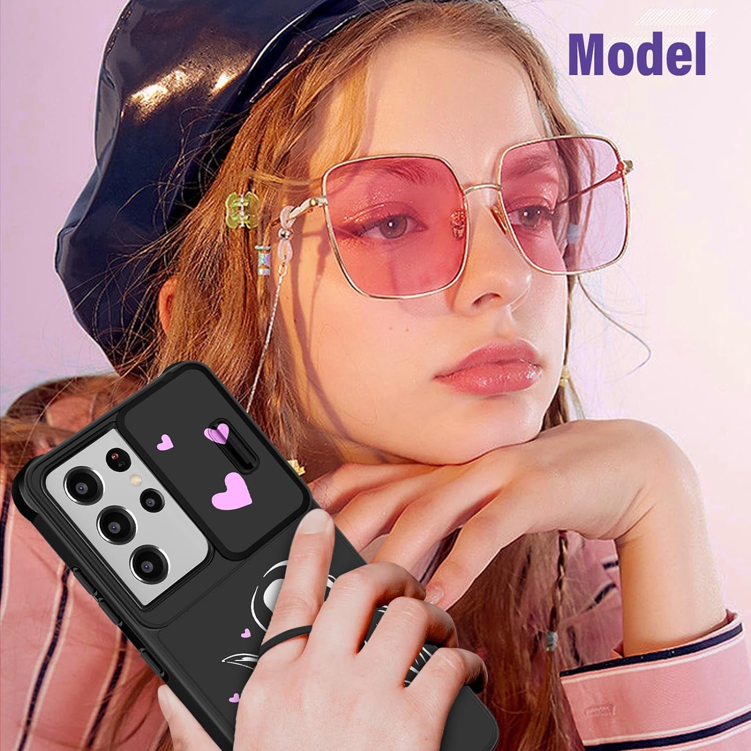 Oqpa for Samsung Galaxy S21 Ultra Case Cute Cartoon S21 Ultra 5G Case for Women Girly Girl Kawaii Funny Unique Cases with Camera Cover+Ring Holder for Galaxy S21 Ultra, Heart Skull  meitong2020   