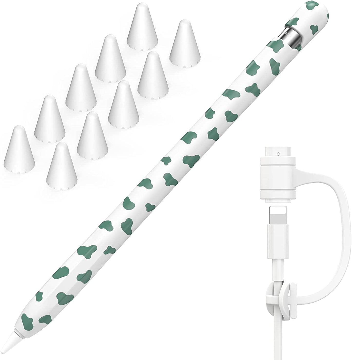 NIUTRENDZ Cow Print Case for Apple Pencil 2Nd Generation Case Cover Silicone Protective Sleeve Skin Accessories with 10Pcs Apple Pencil Tips Cover (Purple)  NIUTRENDZ Pine Green Apple Pencil 1st Generation 