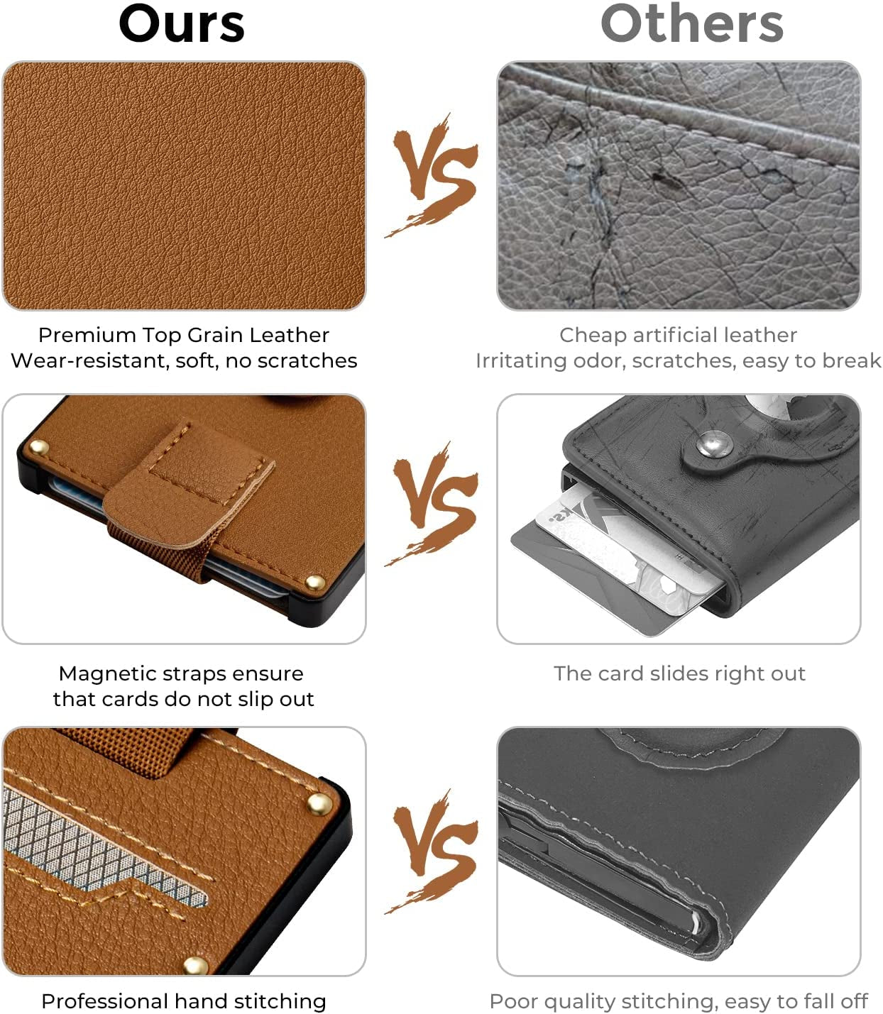 ONIJIA Airtag Wallet Card Holder Men, Smart Air Tag Wallet with Real Leather and Metal, RFID Card Case, Minimalist Credit Card Holder Women, Christmas Gifts (Brown)  ONIJIA   