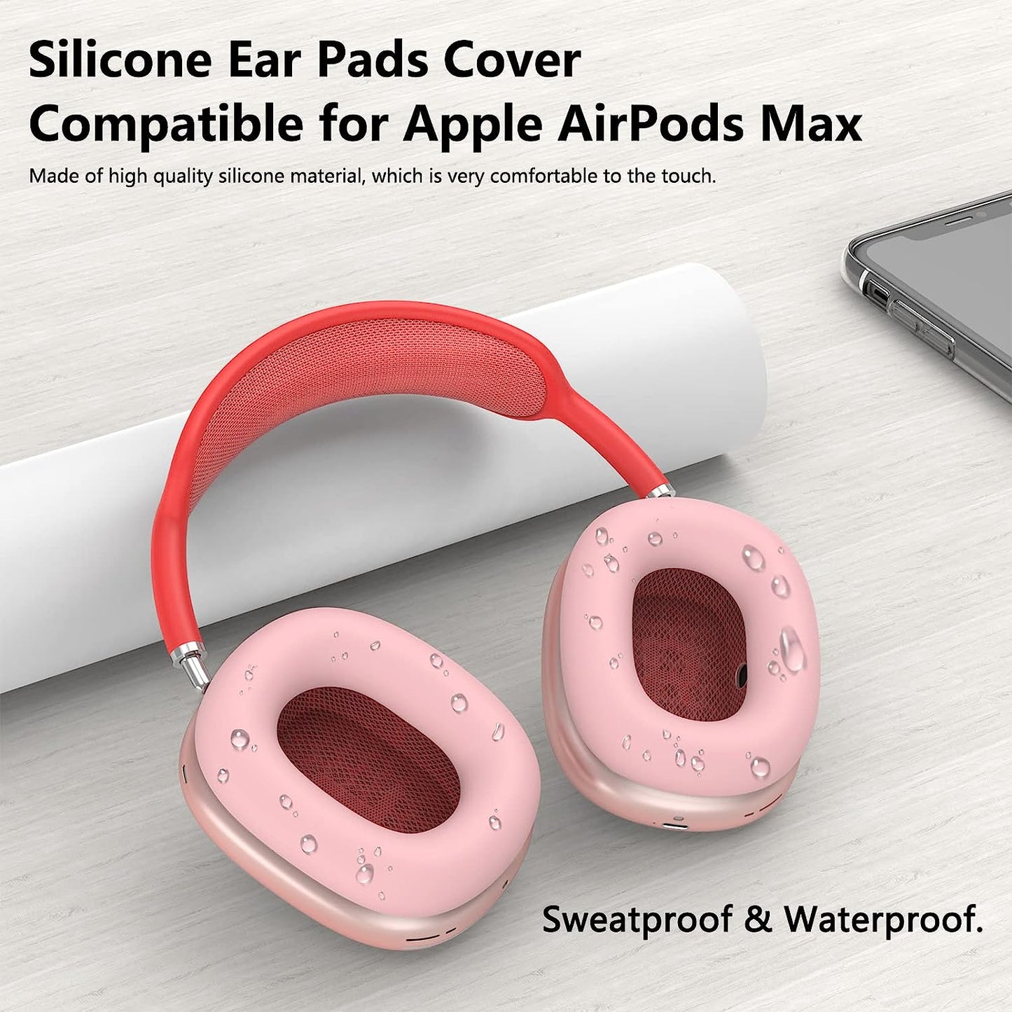 [2 Pairs] Silicone Ear Pads Cover for Airpods Max Headphones Cushions, Sweatproof Earpad Case Cover Accessories Soft Silicone Skin Protector for Apple Airpods Max Ear Pads (Pink-White)  Mindresy   