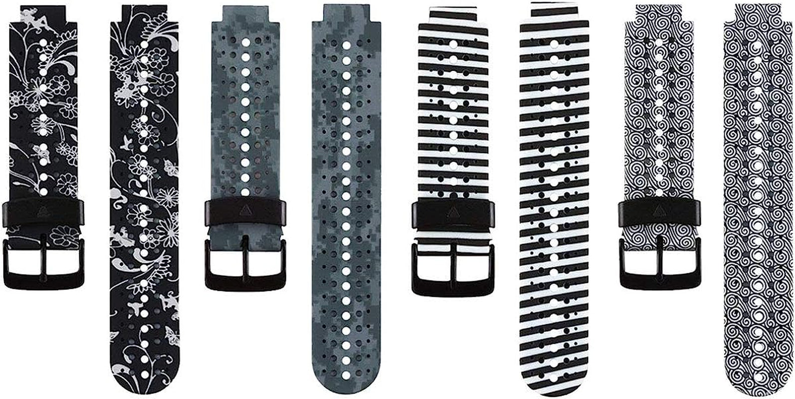 Honecumi Bands Compatible with Garmin Approach S20/ S5/ S6/Forerunner 220/230/ 235/235Lite/ 620/630/ 735/735XT Smart Watchband Wrist Band Strap for Men Women,Soft Silicone Colorful Band Accessory  honecumi 4 Pcs-Pattern A  