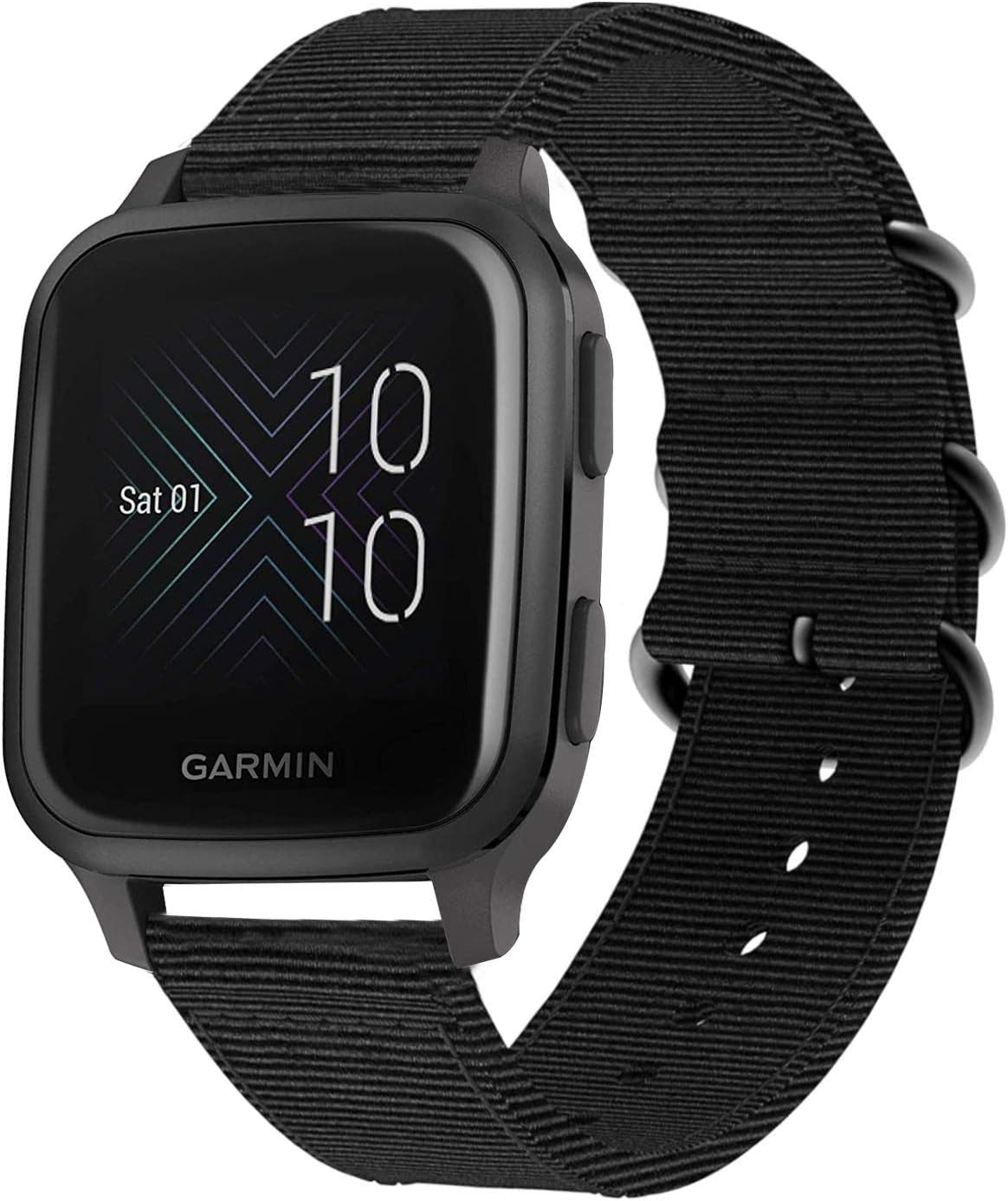 Vicrior Bands Compatible with Garmin Venu SQ Music, Premium Soft Nylon Quick Release Replacement Strap Watch Band for Garmin Venu Sq/Sq Music, Black  ViCRiOR   