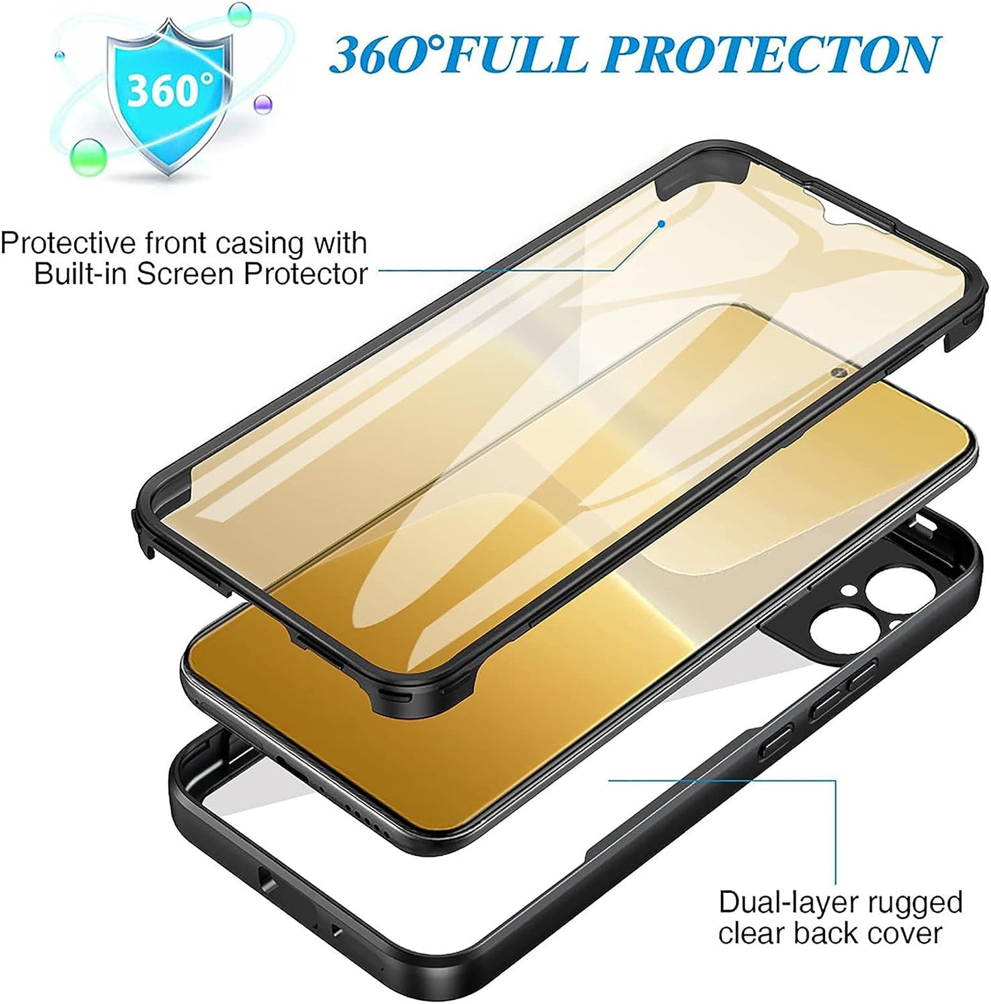 Ccsamll Slim Case for Xiaomi Redmi 12C with Screen Protector, Full Body Clear Soft TPU Rugged Bumper Case Shockproof Phone Cover for Xiaomi Redmi 12C QC Green  CCSmall   