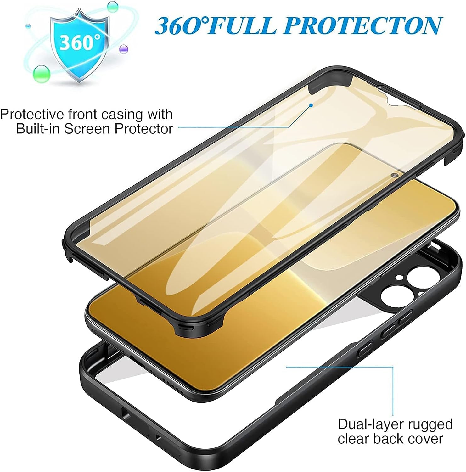 Ccsamll Slim Case for Xiaomi Redmi 12C with Screen Protector, Full Body Clear Soft TPU Rugged Bumper Case Shockproof Phone Cover for Xiaomi Redmi 12C QC Green  CCSmall   