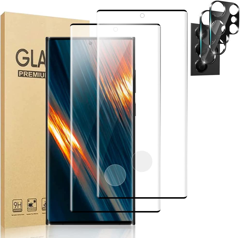 [2+2 Pack] Galaxy S20 Ultra Screen Protector and Camera Lens Protector,Fingerprint Unlock,3D Full Coverage,For Samsung Galaxy S20 Ultra (6.9 Inch) 9H Hardness Tempered Glass Screen Protector  OuYteu s23 ultra tempered glass  