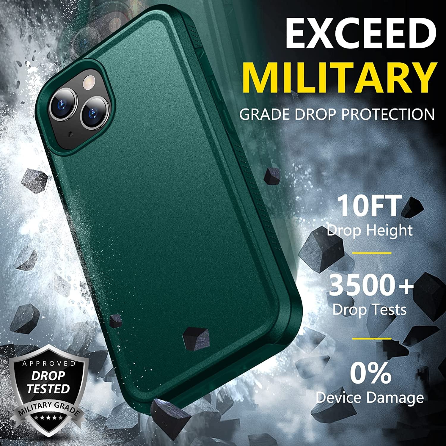 SPIDERCASE for Iphone 14 Case, [10 FT Military Grade Drop Protection][Non-Slip] [2+Tempered Glass Screen Protector][2+Tempered Camera Lens Protector] Heavy Duty Full-Body Shockproof Case, Dark Green  SPIDERCASE   