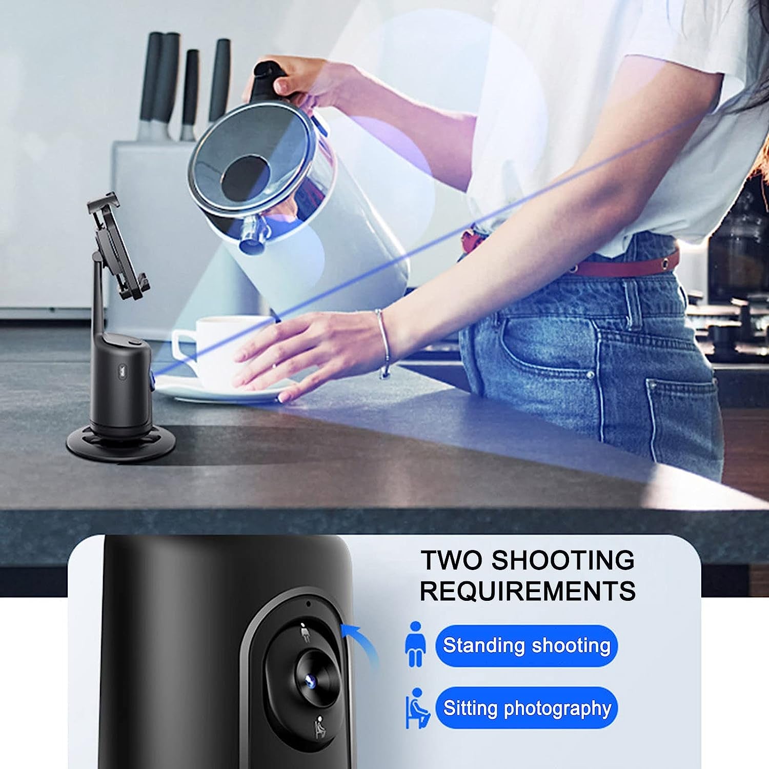 360 ° Rotating Cell Phone Follow the Shooting Gimbal Bracket, Intelligent Face Identification Stabilizer, Live Photography Automatic Tracking Steady Shooters, Suitable for All Cell Phone (Black)  SULEES   