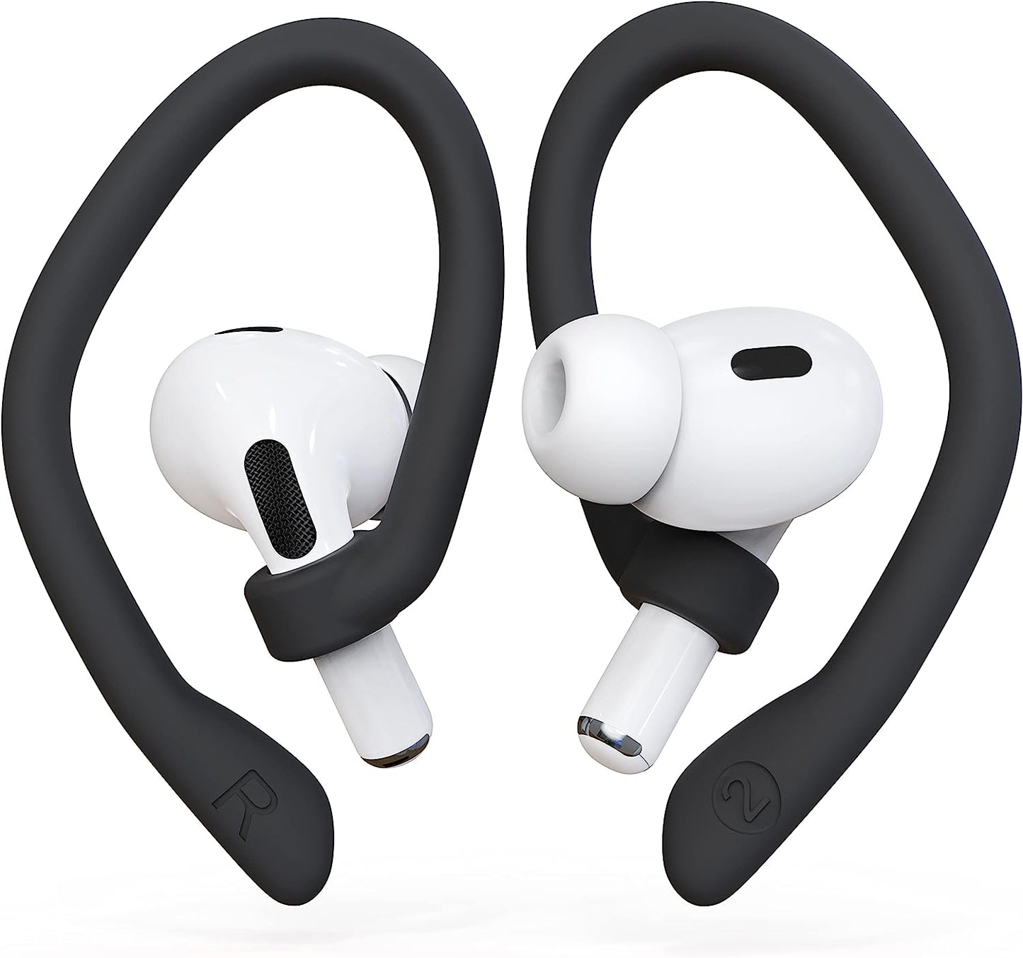 [2 Pairs] Damonlight Ear Hooks for Airpods Pro 2 & 1, Airpods 3 & 2 & 1, Airpod Ear Hook, Anti-Slip Comfortable Fit, Ergonomic Design, Airpods Accessories (Medium, White)  DamonLight Black Medium 