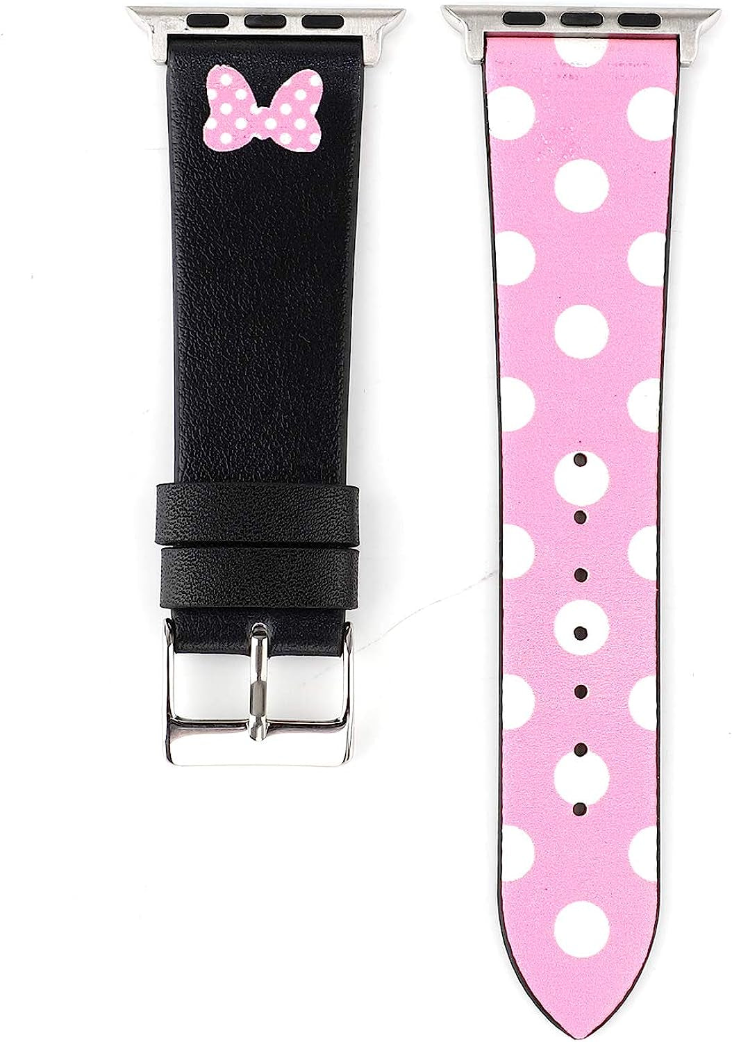 WONMILLE Compatible with Apple Watch Band 38Mm 40Mm 41Mm Women, Leather Replacement Strap with Stainless Steel Clasp for Apple Watch Iwatch Bands SE 8 7 6 5 4 3 2 1  WONMILLE Pink Bowknot  