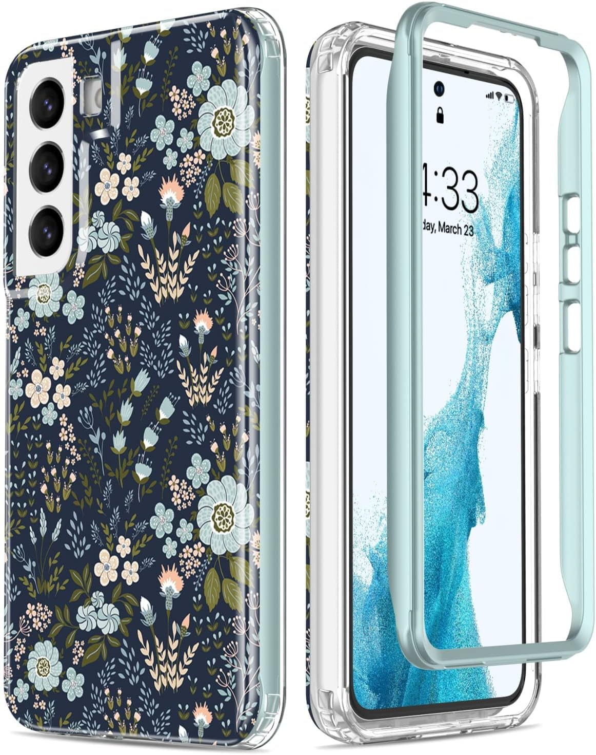 Esdot for Samsung Galaxy S22 Case,Military Grade Passing 21Ft Drop Test,Rugged Cover with Fashionable Designs for Women Girls,Protective Phone Case for Galaxy S22 6.1" Agate Stone  Esdot Littler Flowers  