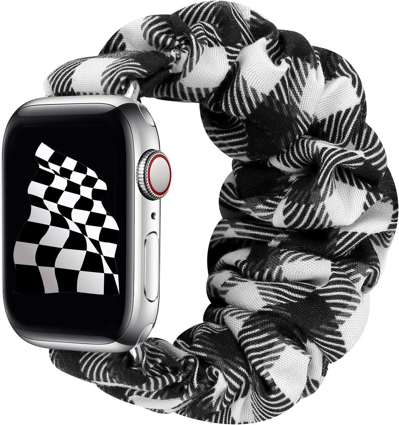 Greatfine Compatible for Apple Watch Band Scrunchie 38Mm 40Mm 41Mm 42Mm 44Mm 45Mm,Soft Elastic Scrunchie Watch Bands,With Iwatch Series 8 7 6 SE 5 4 3 2 1 Ultra,Replacement Wristband for Women(S/M)  HSELE K-Lattice 38mm/40mm/41mm-S/M 