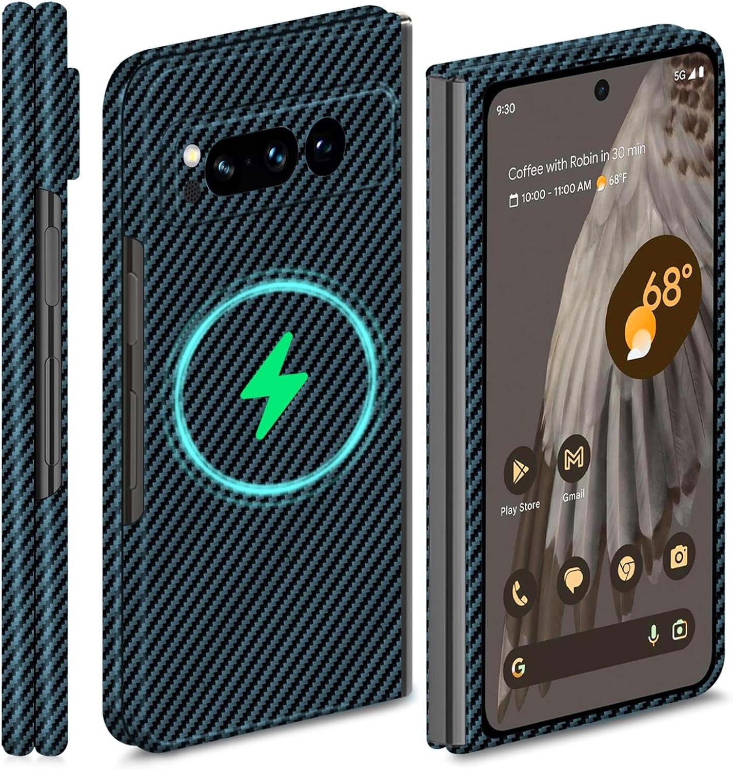 Kaisenkec Slim & Thin Case Compatible with Google Pixel Fold, 100% Carbon Fiber Cover for Pixel Fold 7.6" 5G, Matte Black  kaisenkec Blue Compatible With Magsafe  