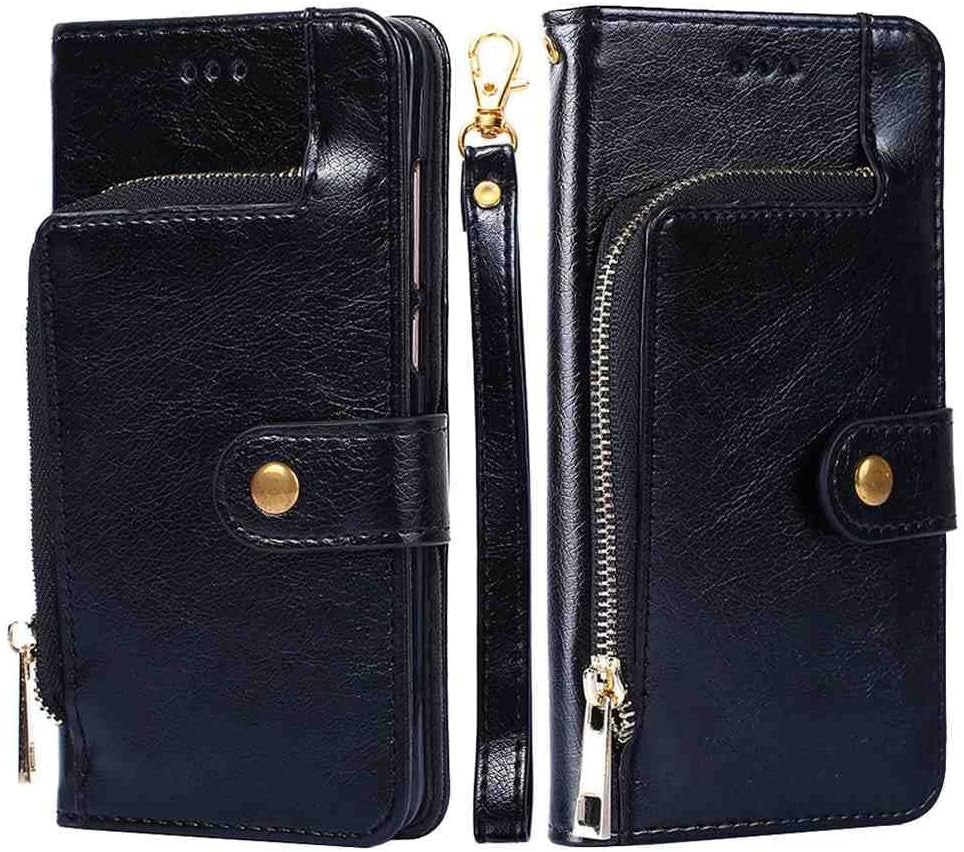 Mojiery Phone Cover Zipper Wallet Folio Case for LG G6, Premium PU Leather Slim Fit Cover for LG G6, 1 Photo Frame Slot, 3 Card Slots, Dirt-Proof, Golden  MojieRy Black Lg F800 