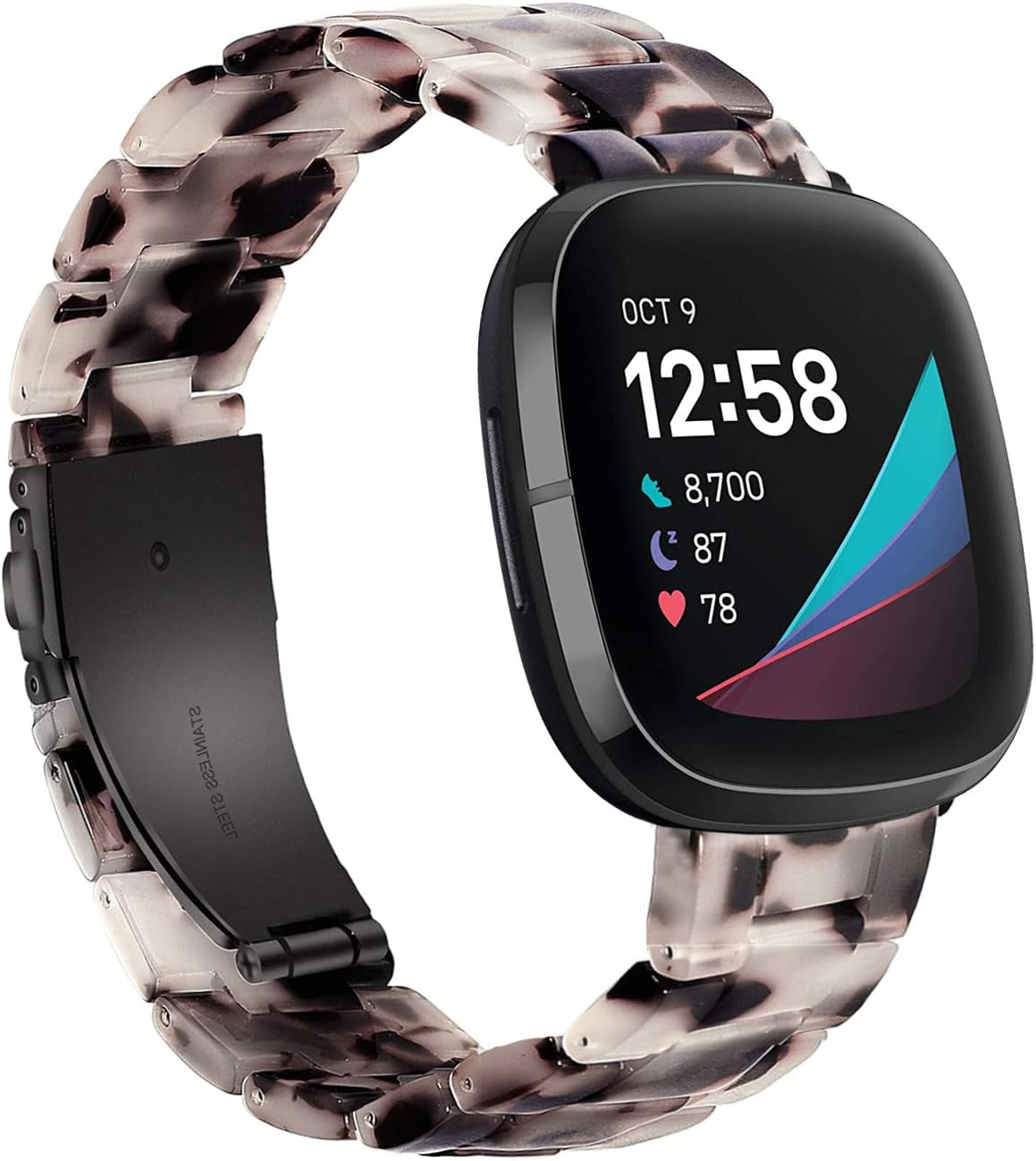 Wongeto Compatible with Fitbit Fitbit Versa 3 /Fitbit Sense Bands Women Men,Resin Bands Replacement Wristband for for Fitbit Sense & Sense and Versa 3 Smartwatch (Fluorescent Color)  Wongeto Flower Grey  