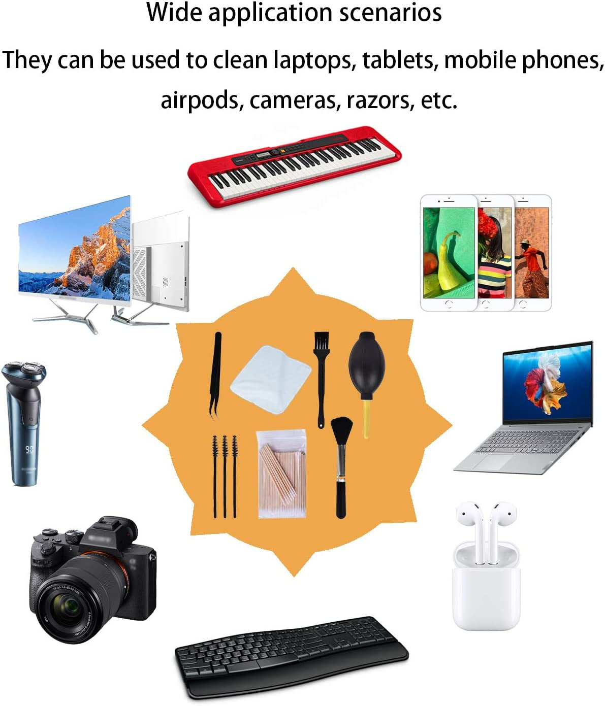 108 Pcs for Iphone Cleaning Kit, for Airpod Cleaner Kit Phone Jack Charger Port Hole Plug Speaker Cleaner Tool for Cameras Keyboards Headphones  N/F   