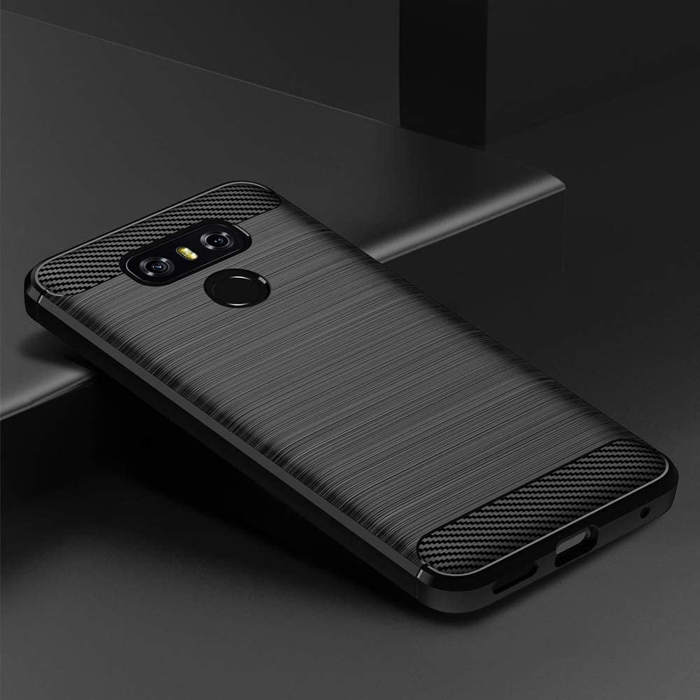EGALO LG G6 Silicone Case, LG G6 plus Black Case Slim Thin Soft Skin Carbon Fiber Flexible TPU Anti-Scratch Shock Absorption Lightweight Rubber Protective Cases for LG G6 Plus,Brushed Black  EGALO   