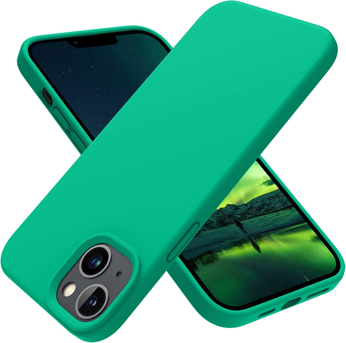 OTOFLY Designed for Iphone 14 plus Case, Silicone Shockproof Slim Thin Phone Case for Iphone 14 plus 6.7 Inch （Black）  OTOFLY Direct Emerald Green  