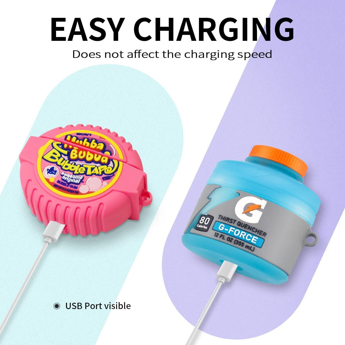 [3Pack]Cute Cover for Airpod Pro/Airpod Pro 2 Case, Sport Water+Purple Potato+Bubble Gum Air Pod Pro Silicone Case Funny 3D Cartoon Food Design for Airpods Pro & Airpods Pro 2 Case for Girls Boys Kids  YIPINJIA   