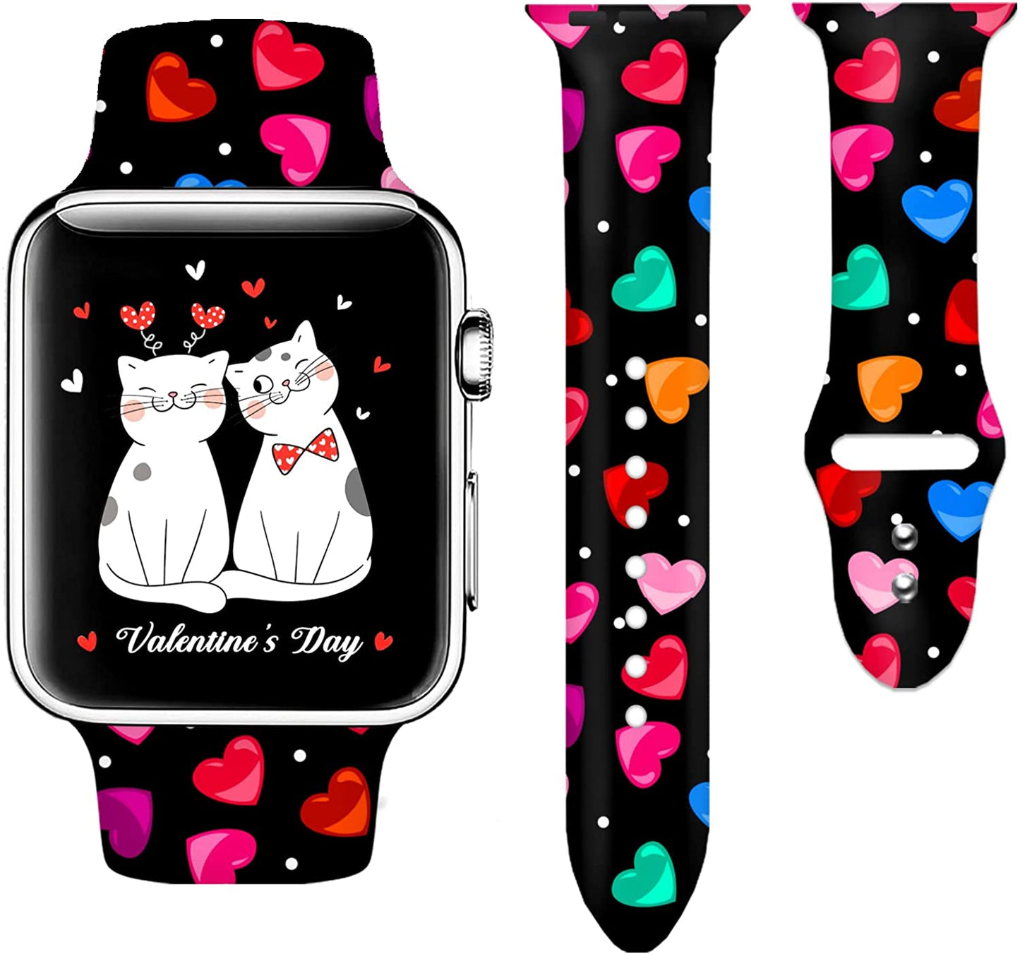 Watch Bands Compatible Apple Watch Band 38Mm 40Mm 41Mm 42Mm 44Mm 45Mm 49Mm 49Mm for Women Men, Adjustable Soft Silicone Replacement Smartwatch Wristband for Iwatch Series 8 8 7 6 5 4 3 2 1 SE SE  GEJPJGE valentine's day love hearts 0 42mm/44mm/45mm/49mm (M/L) 