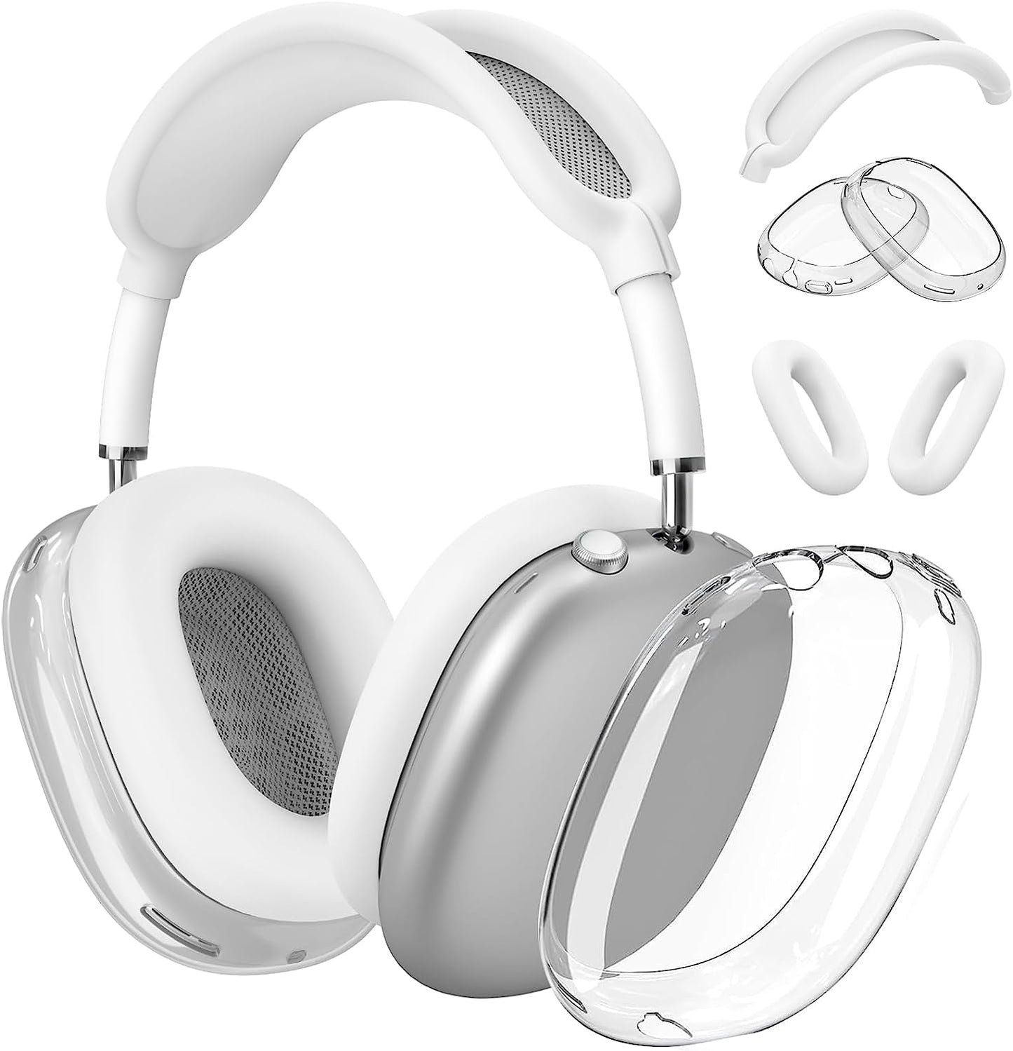【3 in 1】 Case Cover for Airpods Max Headphones, Anti-Scratch Sweat-Proof Ear Pad Covers/Ear Cups Cover/Headband Cover Protectorfor Apple Airpods Max - Whiteclear  Galafoki   
