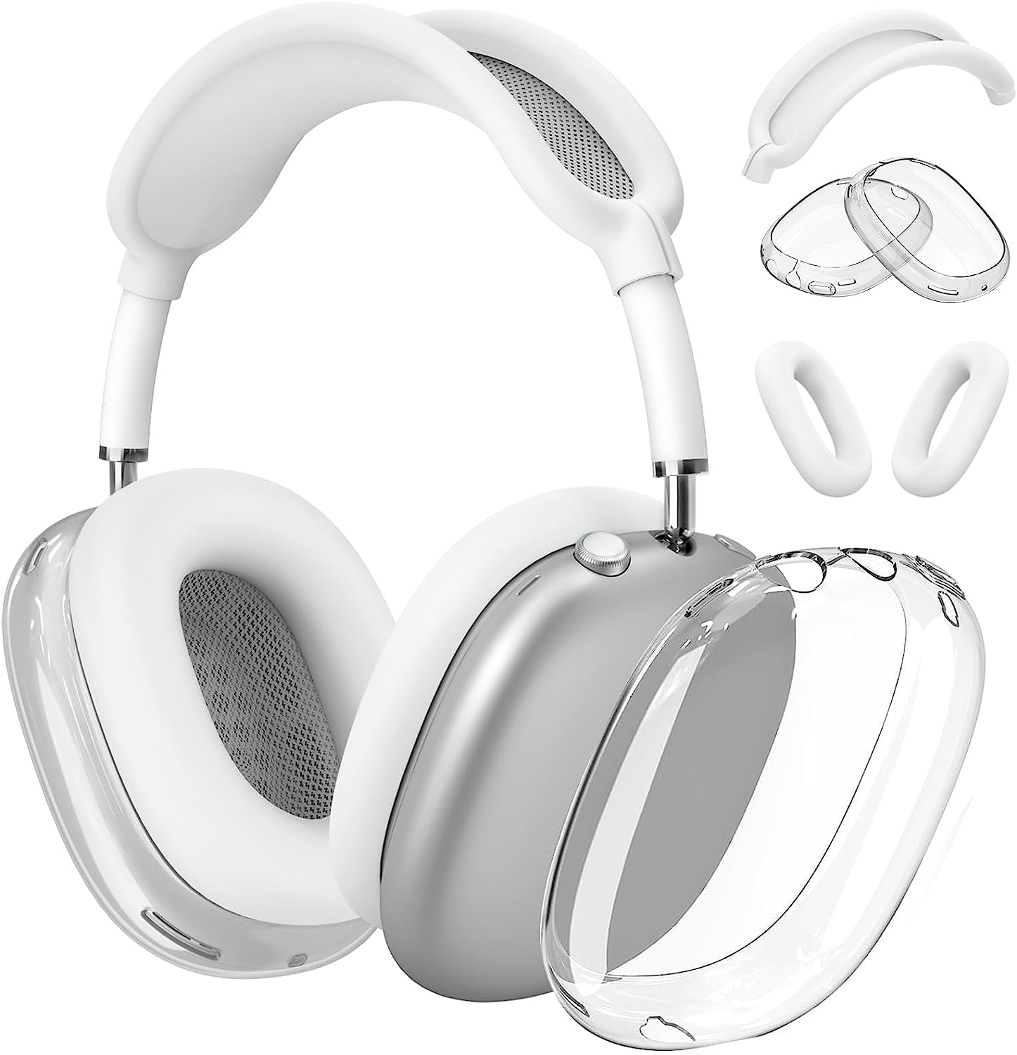 【3 in 1】 Case Cover for Airpods Max Headphones, Anti-Scratch Sweat-Proof Ear Pad Covers/Ear Cups Cover/Headband Cover Protectorfor Apple Airpods Max - Whiteclear  Galafoki   