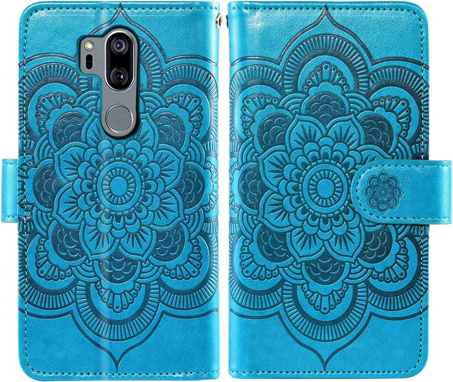 Asuwish Compatible with LG G7 Thinq Wallet Case and Tempered Glass Screen Protector Flip Card Holder Cell Phone Cover for LGG7 One G 7 plus LG7 Fit Lg7Thinq 7G Thin Q G7+ G7Thinq Lgg7Thinq Men Blue  Asuwish   