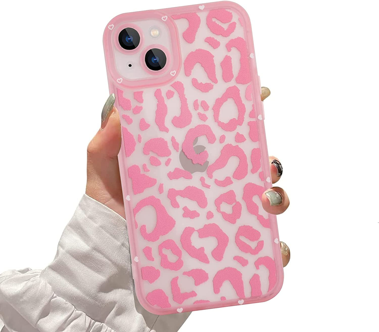 ZIYE for Iphone 13 Case Pink Leopard Pattern Clear Phone Case with Camera Protection,Silicone TPU Phone Protective Cover Cheetah Design Cases Compatible with Iphone 13 6.1 Inch  ZIYE   