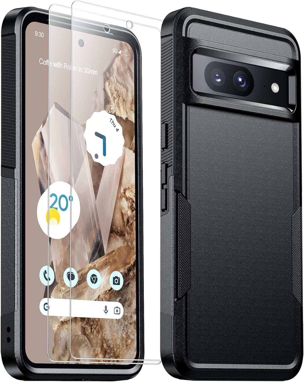 Justcool for Google Pixel 8 Case, with [2 Pcs Screen Protectors] [10FT Drop Protection] Dual Layer Full Body Heavy Duty Protective Case for Google Pixel 8 6.2 Inch,Dark Green  Justcool Black Pixel 8 6.2'' 