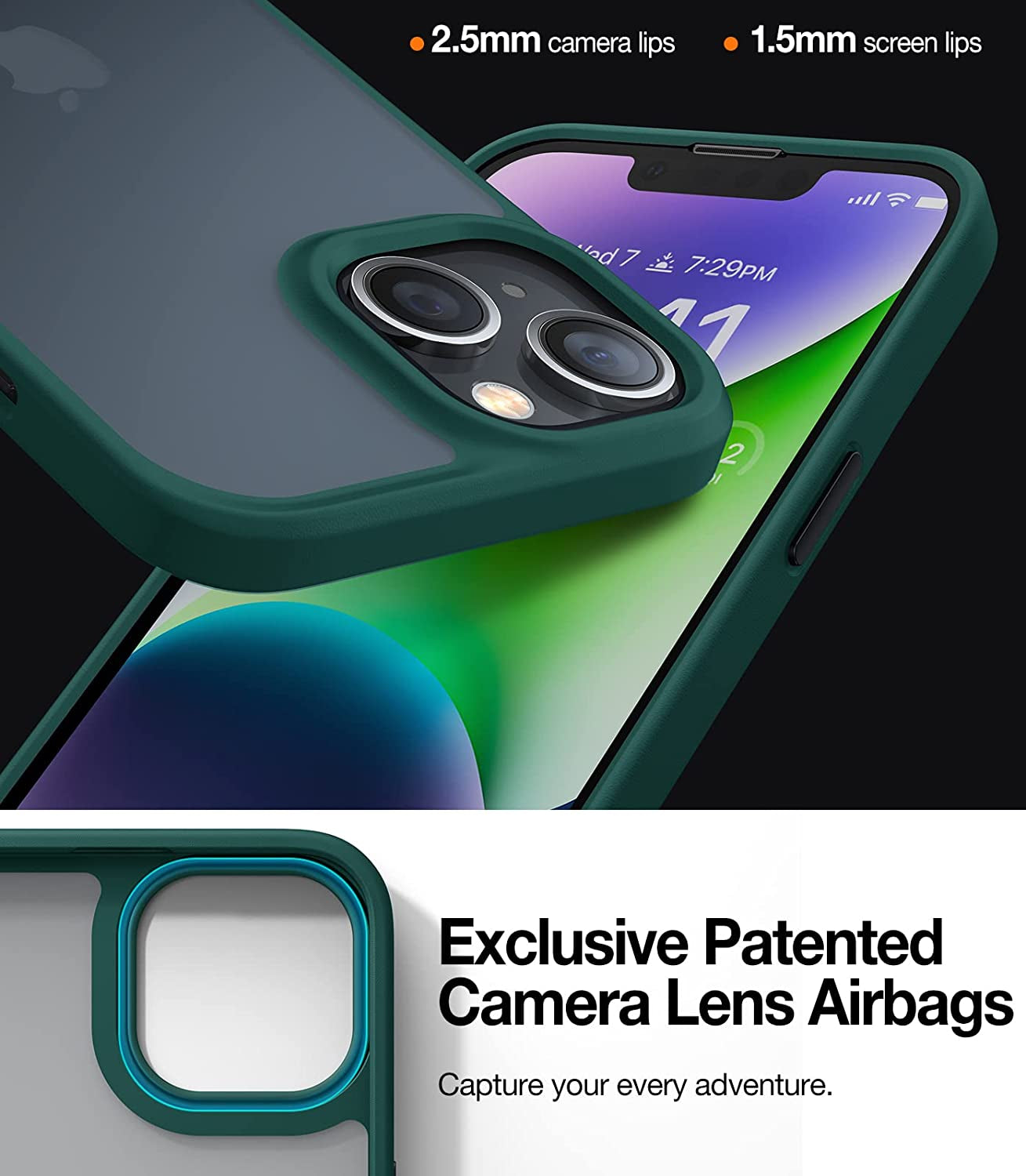 TORRAS Shockproof Designed for Iphone 14 Case [10FT Military Drop Protection][Sleek Premium Touch] Case for Iphone 14 Phone Cases with Translucent Back & Soft Edge Slim Silicone Cover, Alpine Green  TORRAS   