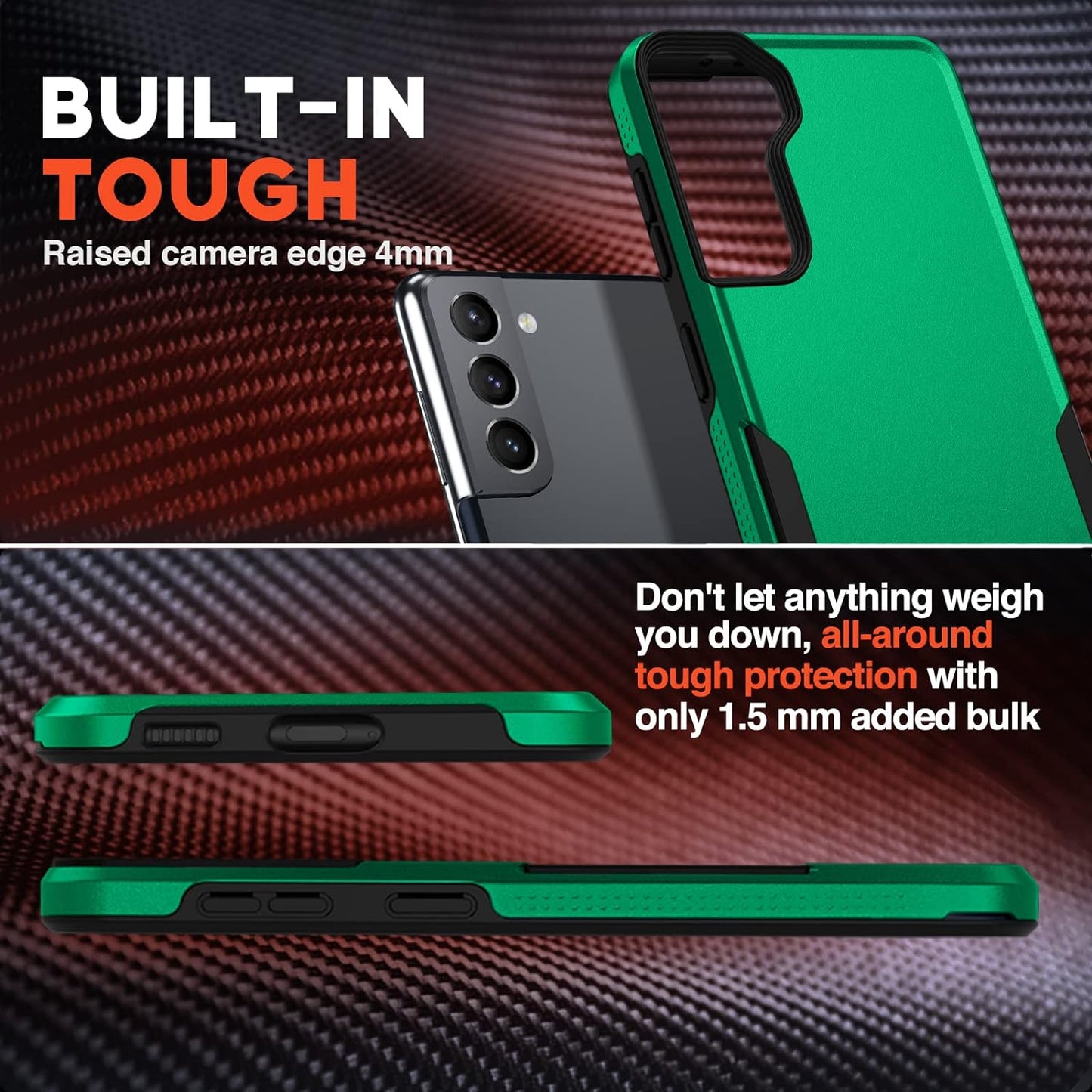 NTG [1St Generation Designed for Samsung S21 Case (Not for S21 Plus&S21 Ultra), Heavy-Duty Tough Rugged Lightweight Slim Shockproof Protective Case for Samsung Galaxy S21 6.2 Inch, Forest Green  NTG   