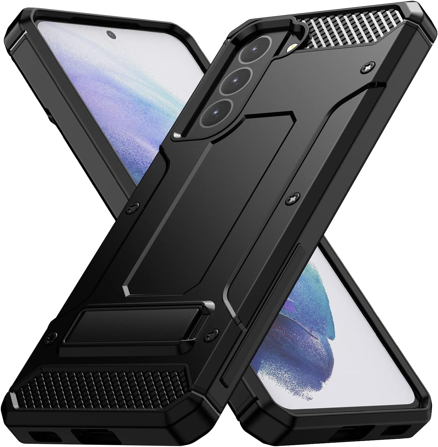 MMHUO for Samsung Galaxy S21 Case,Dual Layer Military Grade Drop Protection Galaxy S21 Case with Built in Kickstand Shockproof Protective Phone Case for Samsung Galaxy S21 5G,Red  MMHUO Black  