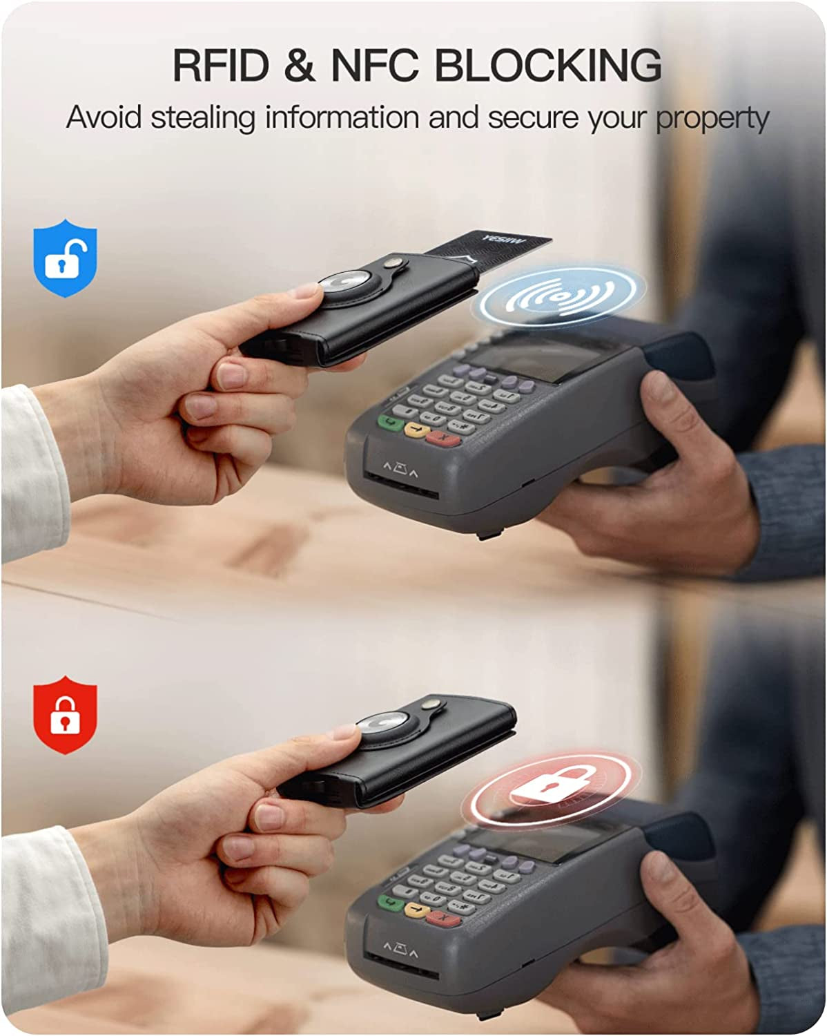 YESIIW Airtag Wallet with Apple Airtag Holder for Men RFID Blocking | Pop up Air Tag Leather Wallet with Money Clip and ID Window | Slim Smart Credit Card Holder Wallet with Airtag Slot Black  YESIIW   