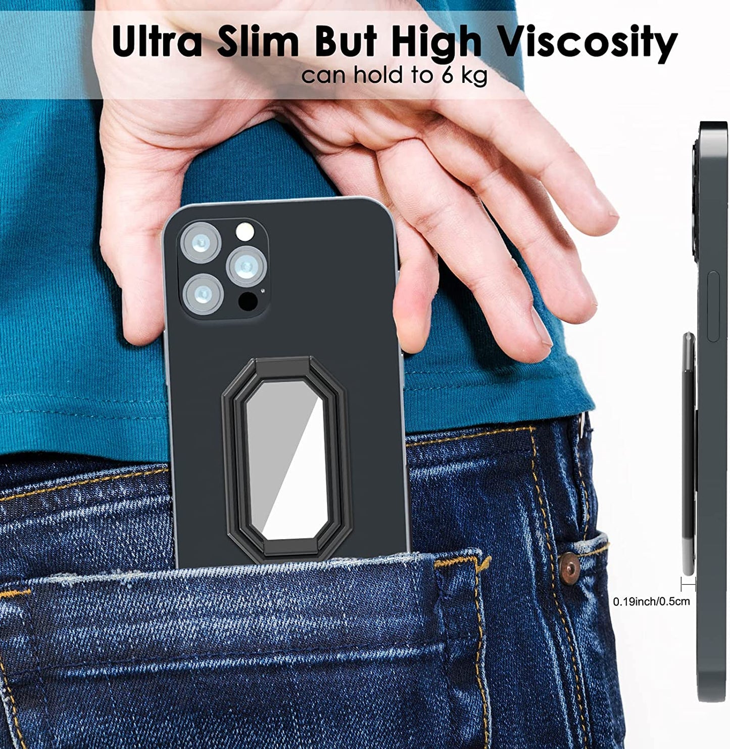 Phone Ring Holder Finger Kickstand, Upgraded 360° Rotation Metal Phone Grip for Magnetic Car Mount Foldable Cell Phone Stand Compatible with Most Smartphones  imeilee   