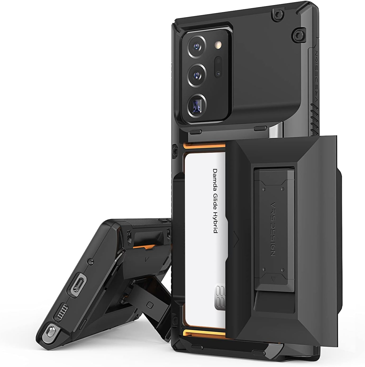 VRS DESIGN Damda Glide Hybrid Phone Case for Galaxy Note 20 Ultra, with [4 Cards] [Semi Auto] Premium Sturdy Card Wallet and Kickstand for Samsung Galaxy Note 20 Ultra 5G, 6.9 Inch(2020) Black  VRS DESIGN   