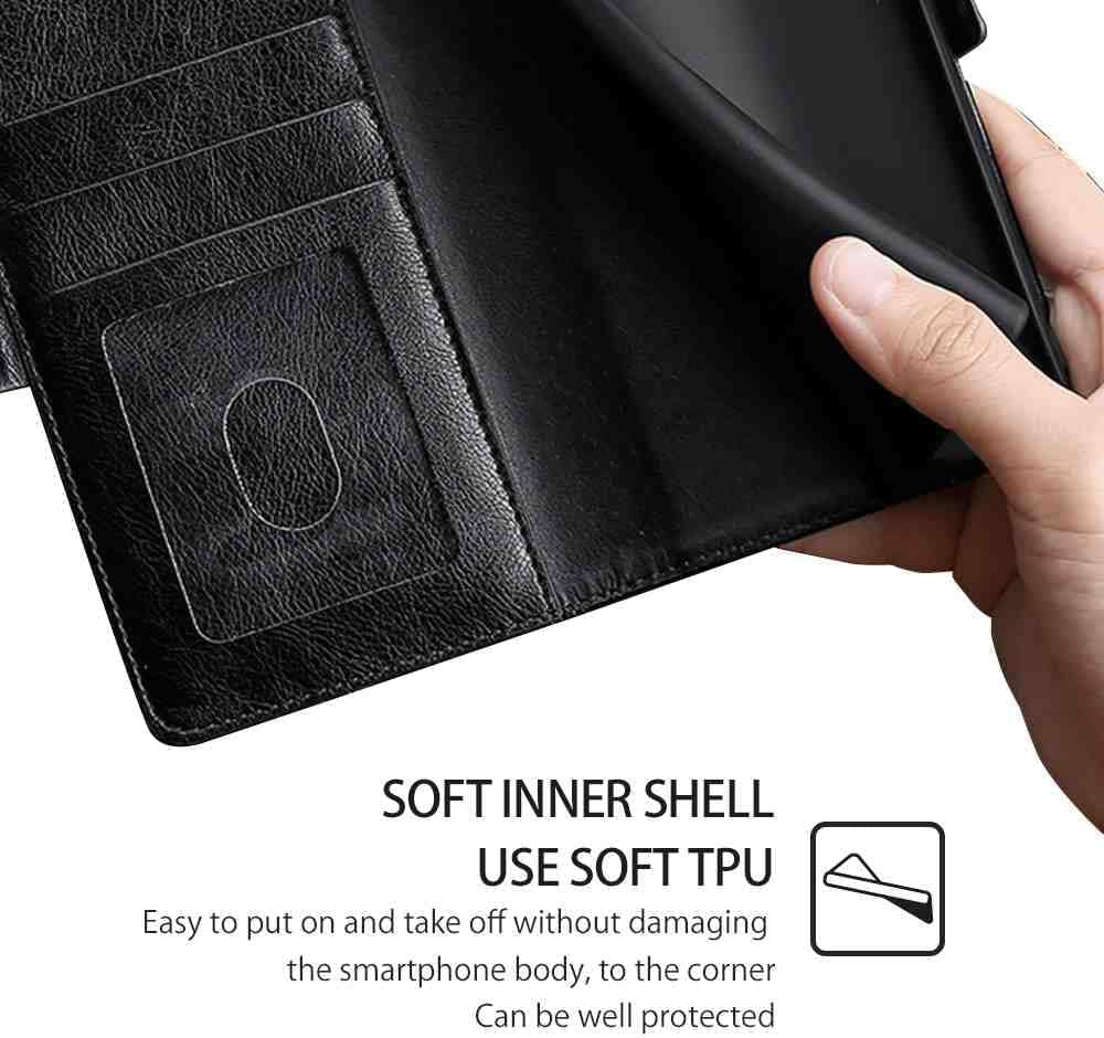 Cyr-Guard Phone Cover Wallet Folio Case for LG V30, Premium PU Leather Slim Fit Cover for LG V30, 1 Photo Frame Slot, Friendly Fit, Black  Cyr-Guard   