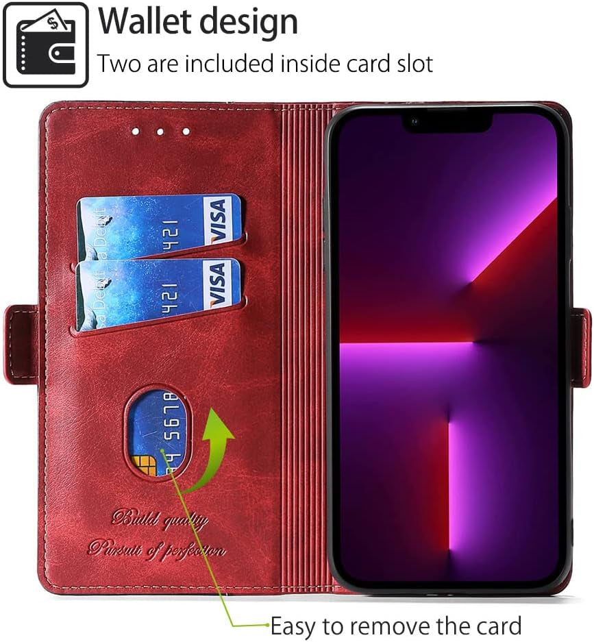 Fansipro Wallet Folio Case for LG G7 THINQ, Premium PU Leather Slim Fit Cover for G7 THINQ, 2 Card Slots, Friendly Fit, Red & Black  Fansipro   