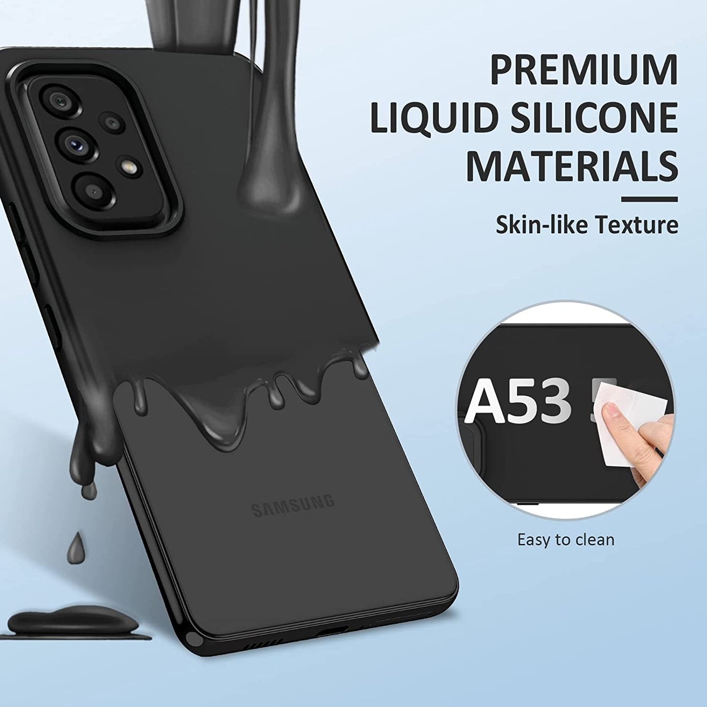 PUJUE for Samsung Galaxy A53 5G Case: Shockproof Protective Phone Cases - Soft Silicone TPU Slim Cell Shell - Cute Durable Rugged Matte Phone Covers (Black)  PUJUE   