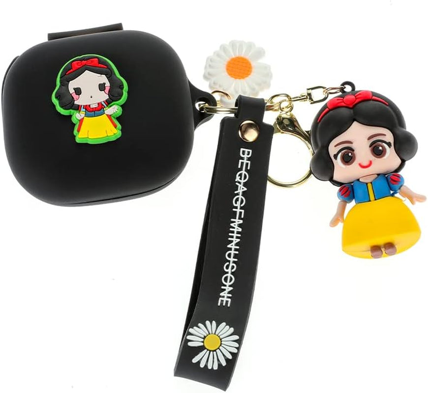 Fit Designed for Beats Fit Pro 2021 New Earbuds, Suublg Beats Fit Pro Cartoon Silicone Headphones Charging Case Cover with Cute Doll Keychain Full Body Anti-Lost Lanyard Protection  Suublg SnowWhite  