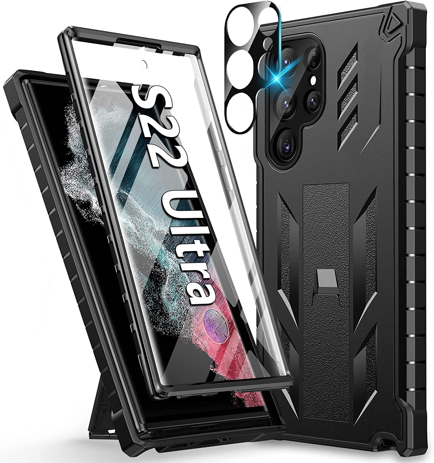 For Samsung Galaxy S22 Ultra Case: Military Grade Drop Proof Rugged Protective S22Ultra 5G Phone Cover with Built-In Screen Protector & Kickstand |Shockproof Bumper Dual Layer 360 Full Protection  SOiOS   