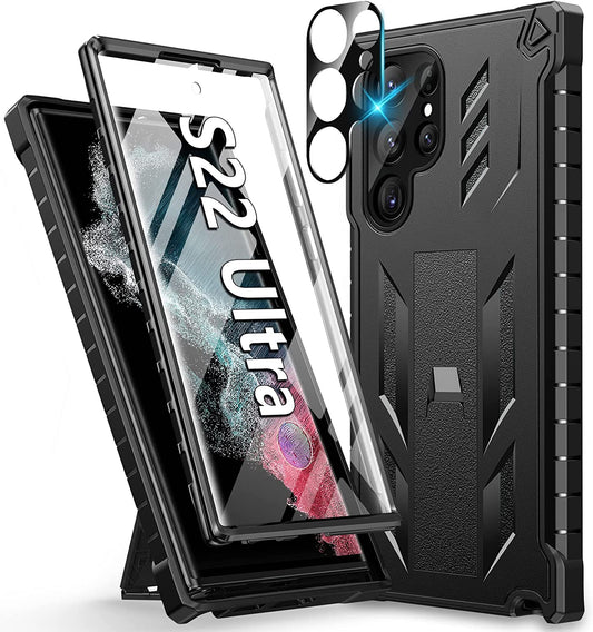 For Samsung Galaxy S22 Ultra Case: Military Grade Drop Proof Rugged Protective S22Ultra 5G Phone Cover with Built-In Screen Protector & Kickstand |Shockproof Bumper Dual Layer 360 Full Protection  SOiOS   
