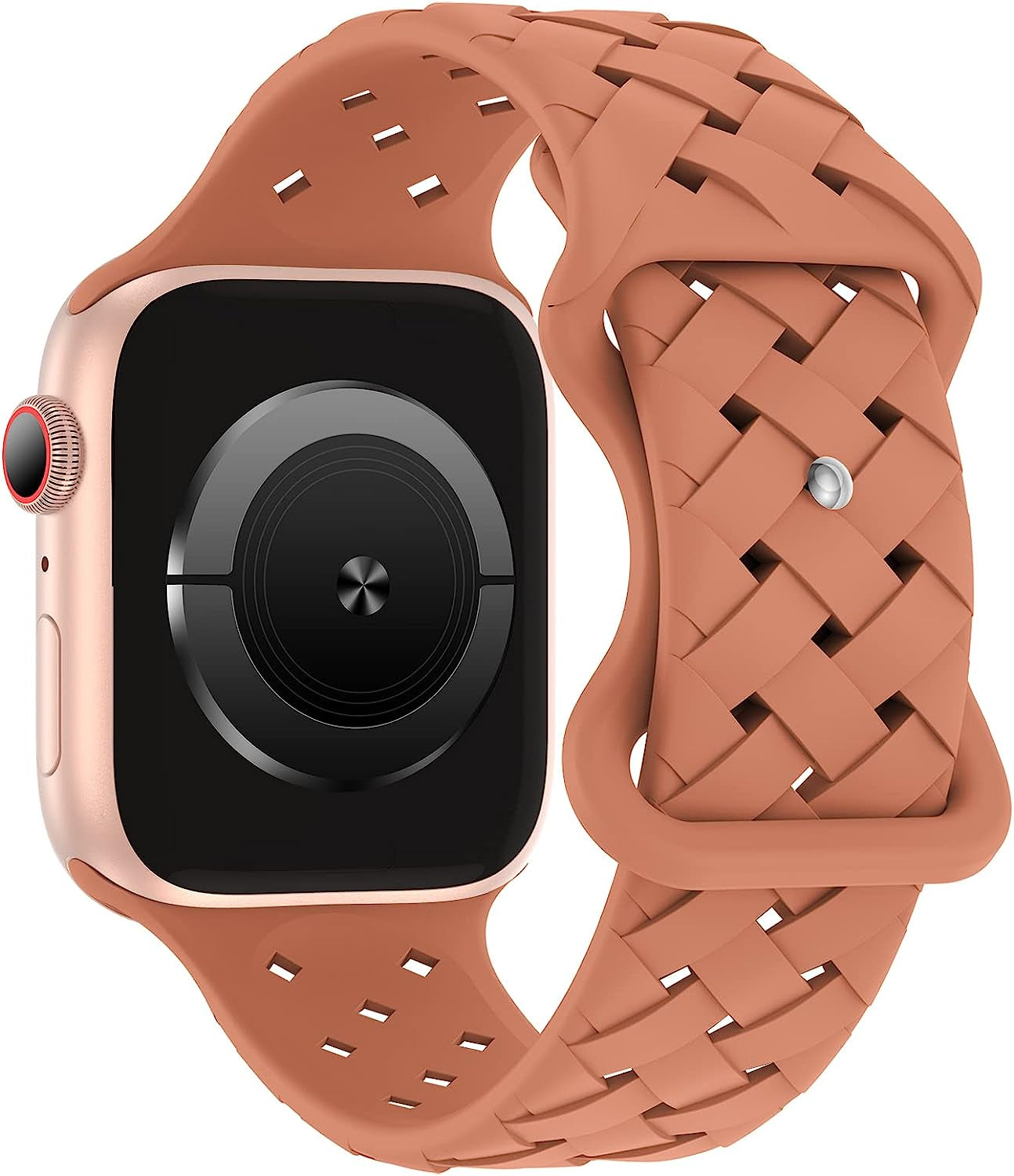 Distore Silicone Braided Weave Bands Compatible with Apple Watch 38Mm 40Mm 41Mm 42Mm 44Mm 45Mm 49Mm, Replacement Silicone Sport Breathable Strap for Iwatch Series Ultra SE 8/7/6/5/4/3/2/1 Women Men  Distore Brown 42mm/44mm/45mm/49mm 