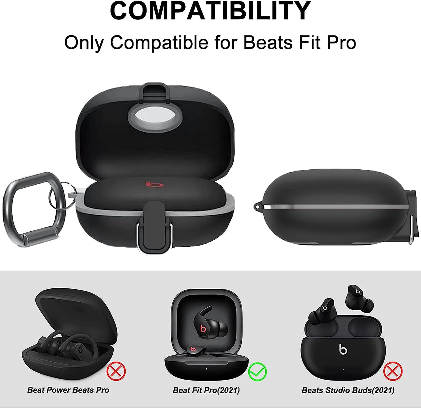 [Upgrade Secure Lock] Beats Fit Pro Case 2021, VAEKNVG Shock-Absorbing Protective Armor Cover for Beats Fit Pro Earbuds Accessories, TPU Hard Shell with Carabiner & Lanyard (Red)  VAEKNVG   