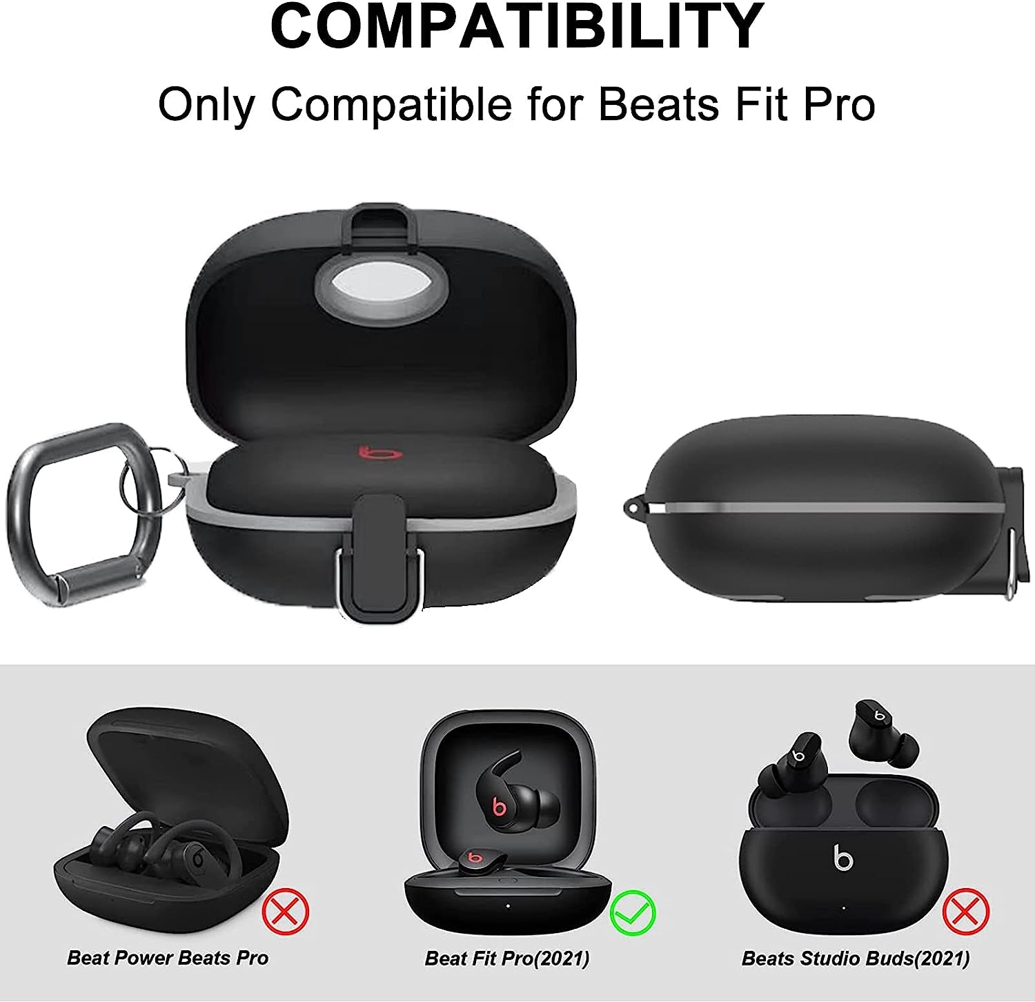 [Upgrade Secure Lock] Beats Fit Pro Case 2021, VAEKNVG Shock-Absorbing Protective Armor Cover for Beats Fit Pro Earbuds Accessories, TPU Hard Shell with Carabiner & Lanyard (Red)  VAEKNVG   