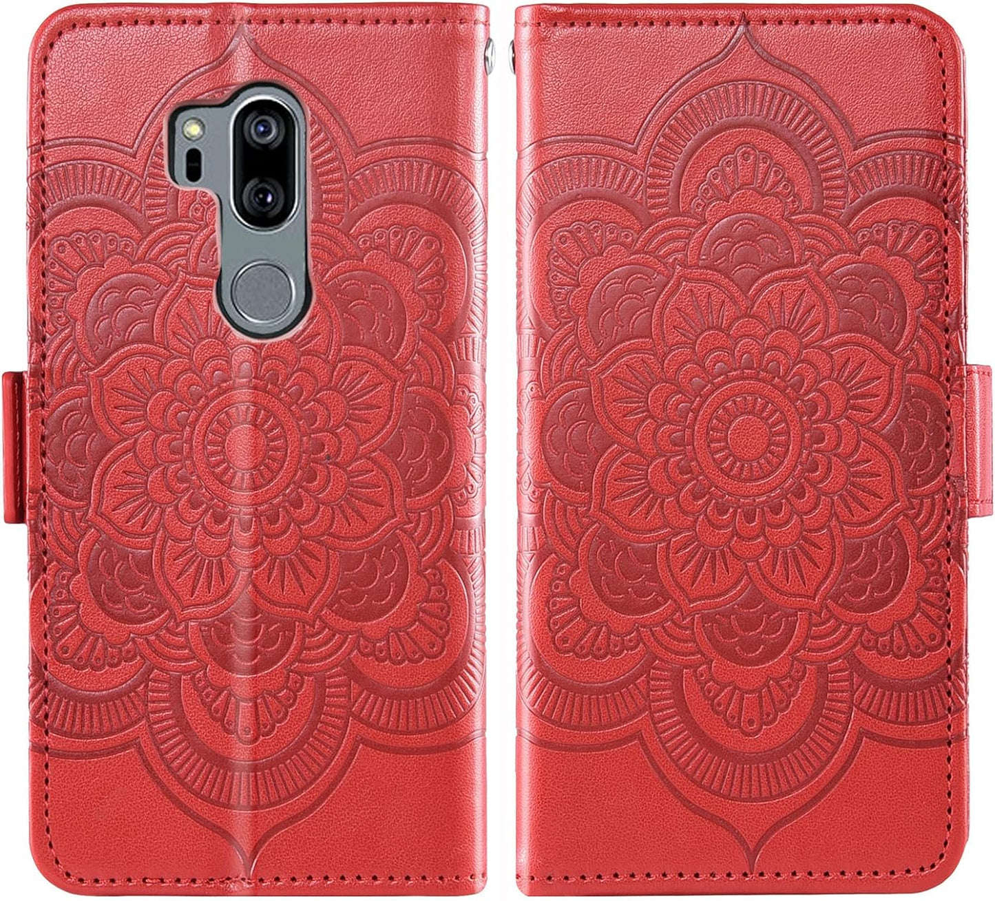 Asuwish Compatible with LG G7 Thinq Wallet Case and Tempered Glass Screen Protector Flip Card Holder Cell Phone Cover for LGG7 One G 7 plus LG7 Fit Lg7Thinq 7G Thin Q G7+ G7Thinq Lgg7Thinq Women Red  Asuwish   