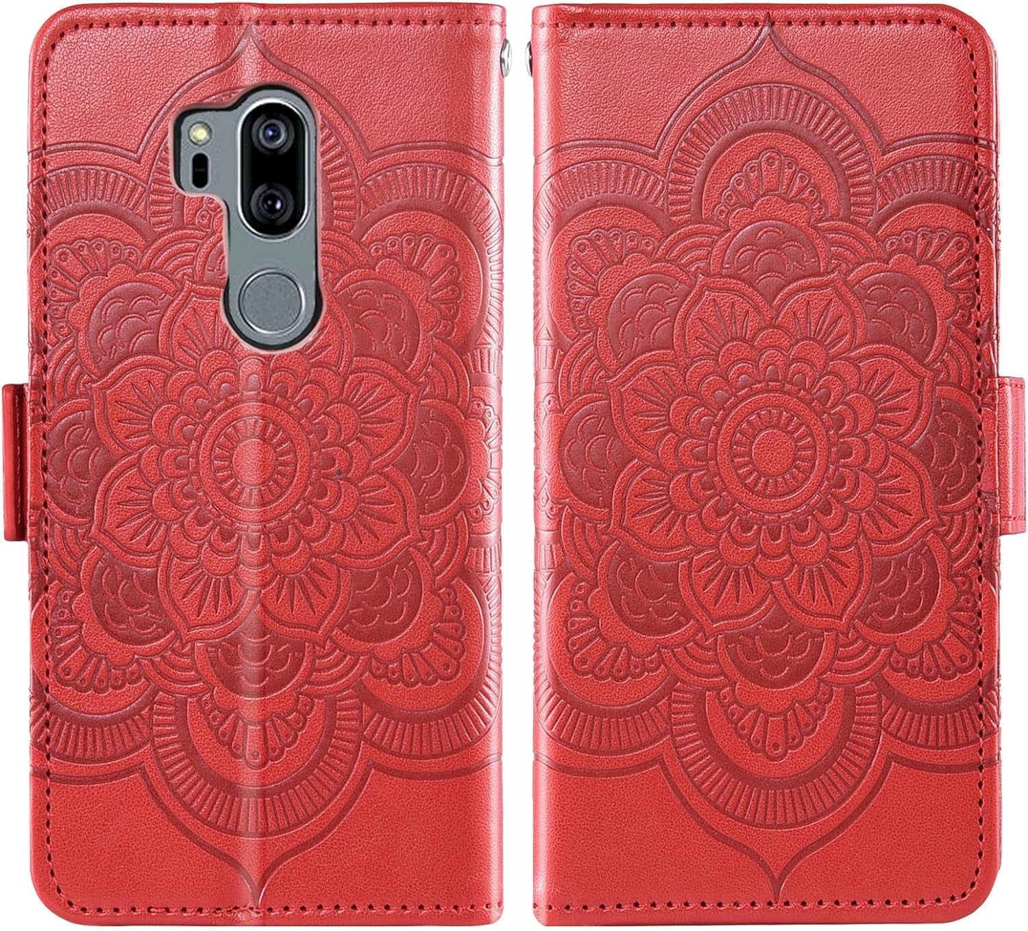 Asuwish Compatible with LG G7 Thinq Wallet Case and Tempered Glass Screen Protector Flip Card Holder Cell Phone Cover for LGG7 One G 7 plus LG7 Fit Lg7Thinq 7G Thin Q G7+ G7Thinq Lgg7Thinq Women Red  Asuwish   