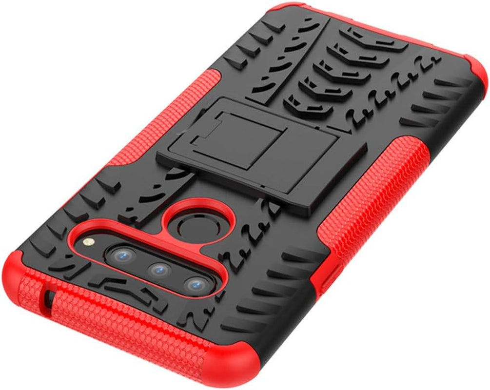 Yiakengs for LG V40 Case, LG V40 Thinq Case, Dual Layer Shockproof Slim Protective with Kickstand Hard Phone Cases Cover for LG V40 (Red)  Yiakengs   